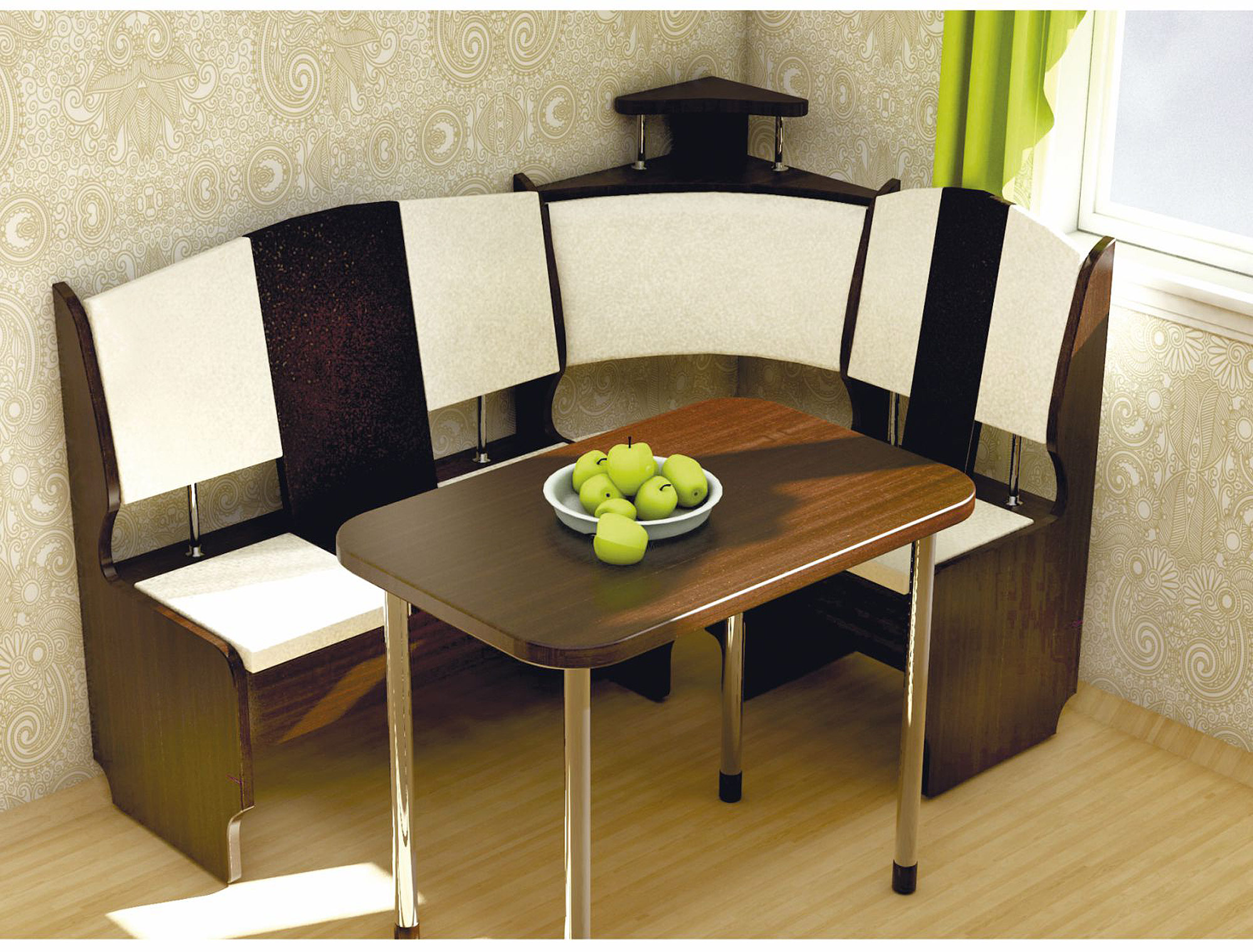 угловая стол и стулья для маленькой кухни
